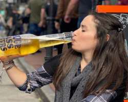 Julia Goolia consuming alcohol